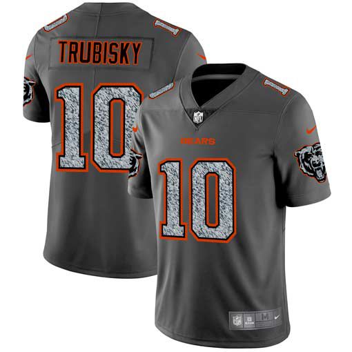 Men Chicago Bears #10 Trubisky Nike Teams Gray Fashion Static Limited NFL Jerseys